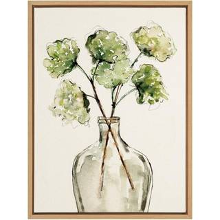 Kate og Laurel Sylvie Greenery Vase indrammet linnekstruktureret l?rred v?gkunst af Sara Berrenson 18x24 Natural Modern Nature Art for Wall