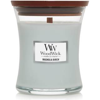 Woodwick Medium Hourglass Candle Magnolia Birch - Premium Soja Blend Wax Pluswick Innovation Wood Wick lavet i USA