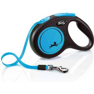FLEXI Hundeline Neon M 5 m sort/neon blå