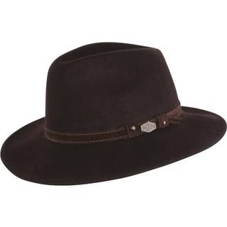 MJM Hats MJM Levi Brun Uld Traveller Hat - Waterproof & Crushable, 62 (XL) / Brun Mørk