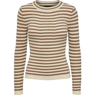 Pieces - Beige - Pccrista Ls O-Neck Knit Noos Bc - Large