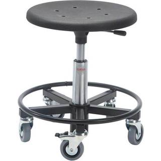 Global Montørstol sigma 400rs taburet med stålbase og fodring samt letløbende hjul - sædehøjde 38-51 cm