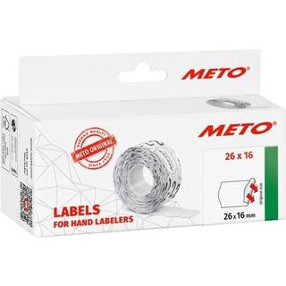 Meto Prisetiketter, Perm. 26x16mm, 2linjer, 9506169 FlourRød 6x1000stk
