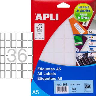 Apli 22 x 32 mm etiketter i hvid