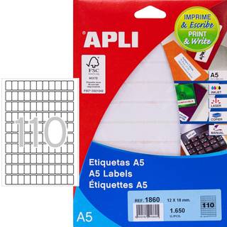 Apli 12 x 18 mm etiketter hvid