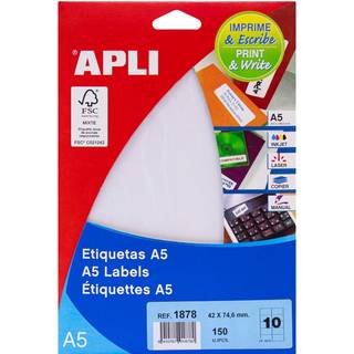 Apli 40 x 75 mm etiketter hvid