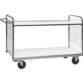 Bordvogn med gitter 2 plan, 139x65x102,5, 300 kg