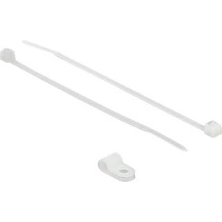 Delock - Kabelbinder med klemme- 150 x 2.5 mm - Hvid - 10 stk