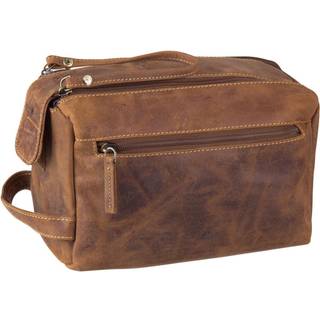 Greenburry Kulturtasche Kulturbeutel Leder Waschtasche Herren Damen 23x15cm "Vintage" antikbraun