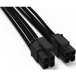 be quiet! Strøm 8 pin +12 V med aftagelig 4 pin sektion Sort Strømkabel