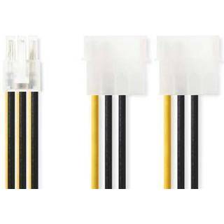 Nedis Intern Strømkabel | 2x Molex Han | PCI Express Hun | Guldplateret | 0.20 m | Runde | PVC | Gul / Sort | Plastikpose