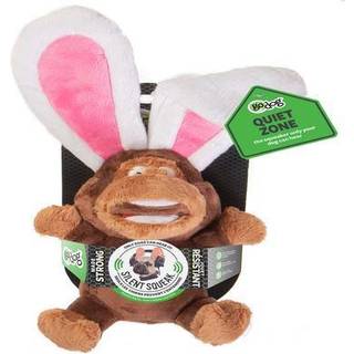 goDog Flips Monkey-Rabbit Silent Squeak Plys Hundelegetj Chew Guard Technology - Brun Stor