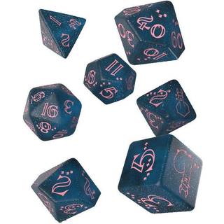Sparkling Llama Dice Set Glittering dark Blue & Pink (7)