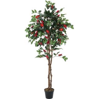 Europalms Camelia red cemented, artificial plant, 180cm TILBUD NU cementeret rød