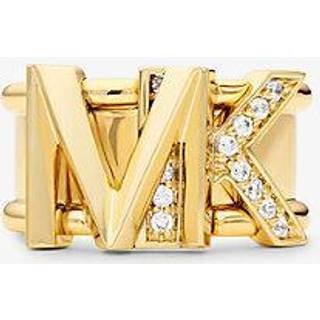 MK Precious Metal-Plated Brass Pavé Logo Ring - Gold - Michael Kors - EU 52
