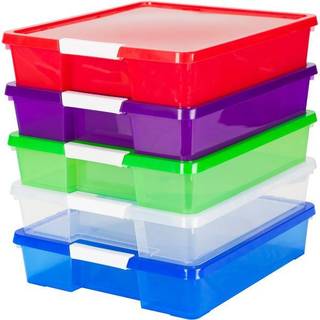 Storex Stackable Craft Box Storage Bin 3 """" X 14 """" X 14 """" Assorteret lys 5 pr. Karton