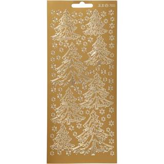 Stickers, juletræ, ark 10x23 cm, guld, 1 ark