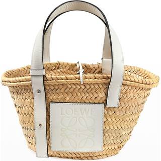 Loewe Small leather-trimmed basket tote - white - One Size
