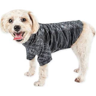 Pet Life Active 'Warf Speed' Heathred Dog Fitness og Yoga Pet T-Shirt Dog Clothes-Performance Dog T-shirt med 4-vejs-stretch reflekterende og hur