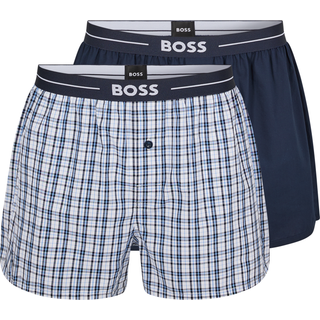 BOSS 2-pak Woven Boxer Shorts With Fly - Darkblue - XX-Large