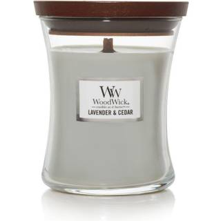 Woodwick Medium Hourglass Candle Lavendel & Cedar Duft kn?kker, n?r det br?nder premium soja blanding 9,7 oz perfekt til gave
