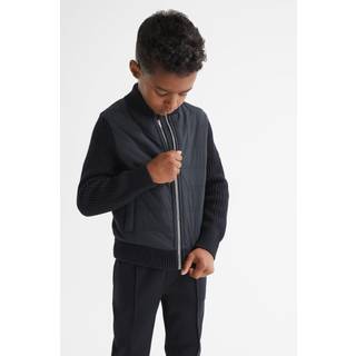 Reiss Reiss Navy Trainer Junior Hybrid Zip Through Quilted Jacket