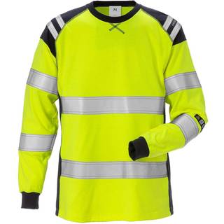 Fristads 129522 Flamestat Hi Vis langærmet T-shirt dame kl. 3 / Arbejds T-shirt Hi-Vis gul/Marine 2XL