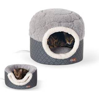 K&H Pet Products Thermo-Pet Nest Opvarmet kattebed til indend?rs katte & killinger 2-i-1 opvarmet kattehave & Cuddler Gray Small 18 x 15 tommer