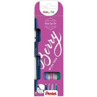 Pentel Fineliner SES15B-4 Brush Sign Pen BERRY, sæt a 4 stk