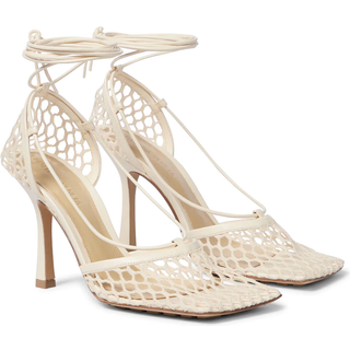 Bottega Veneta Stretch leather-trimmed mesh pumps - white - EU 39.5