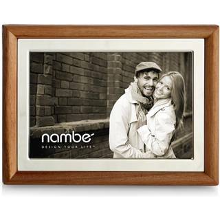 Nambe Hayden Picture Frame 4 """" X 6 | Vintage og moderne design | Tableplade og hjemmekontor D Cor | Lavet af sølvplade Acacia Wood and Glass | D