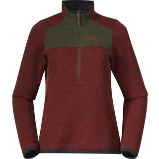 Bergans Women's Kamphaug Knitted Half Zip Chianti Red/Dark Olive Green, XS