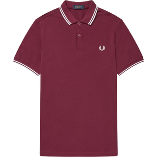 Fred Perry Twin Tipped Polo T Shirt Burgundy