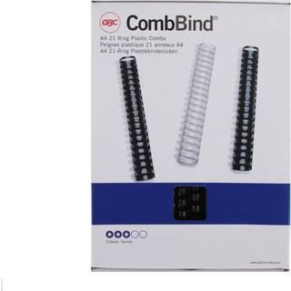 CombBind ryg GBC 16mm A4 21ringe sort, 100stk. 4028600