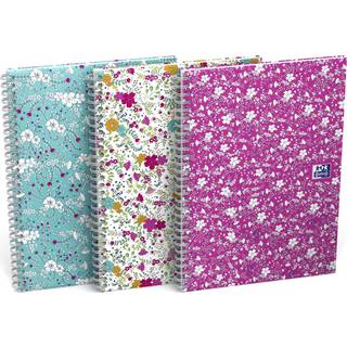 Oxford Floral notesbog A5 linieret 60 ark 90g ass.