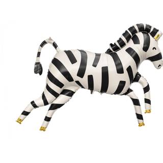 1 stk. Zebra folieballon 115x85 cm - genanvendelig med automatisk lukkesystem til helium eller luft