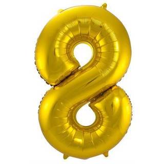 8 Formet Nummer Folieballon (Guld, 86 cm)