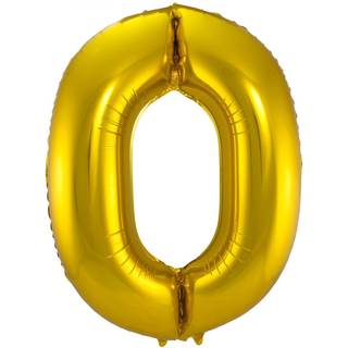 0 Formet Nummer Folieballon (Guld, 86 cm)