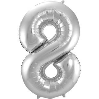 8 Formet Nummer Folieballon (Sølv, 86 cm)