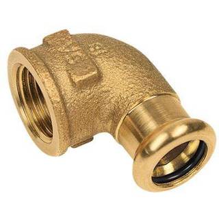 kobber Cu press vinkel 1'' - 28 mm 90º med indvendigt gevind og muffe
