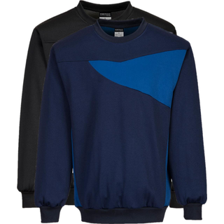 PW2 rundhalset sweatshirts - Sort/Zoomgrå (Størrelse: Large)