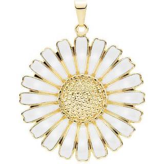 Lund Copenhagen marguerit vedhæng 36 mm - forgyldt/hvid - 908036-M