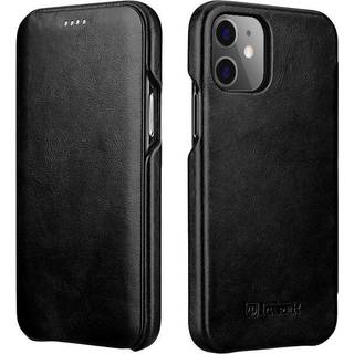 iPhone 12 Pro Max - ICARER Vintage ægte læder cover - Sort