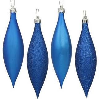 Vickerman 5.5 """" 4-finish finial ornament Shatternsof plastik juletræ dekoration 8 pr. Pakke koboltblåt skinnende matte glitter og paljetter