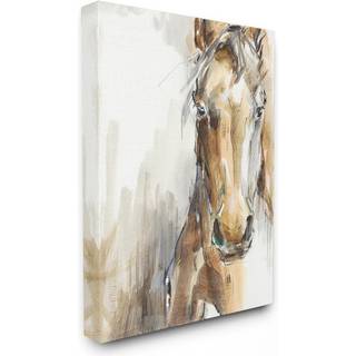 Stupell Industries Horse Portrait Orange Brown Animal Animal Watercolor Maleri lærred Wall Art Design af kunstner Ethan Harper