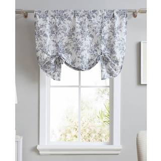 - Bomuldstangtop-valance, stilfuld og let vinduesbehandling til boligindretning (Annalise Blomstergrå, 127 cm x 63,5 cm)