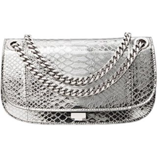 MK Christie Mini Metallic Python Embossed Leather Envelope Bag - Silver - Michael Kors - ONE SIZE
