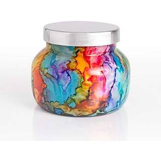 Capri Blue Volcano Candle - Rainbow Watercolor Petite Glass Jar Candle - Luxury Aromatherapy Candle - Tropical Fruits & Sugared Citrus Candle (8