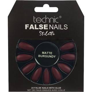 Technic Stiletto Kunstige Negle Matte Burgundy - 24 stk.