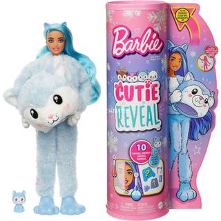 Barbie Cutie Reveal Doll Snowflake Sparkle Series Husky Plush Costume 10 overraskelser inklusive mini Pet & Color Change